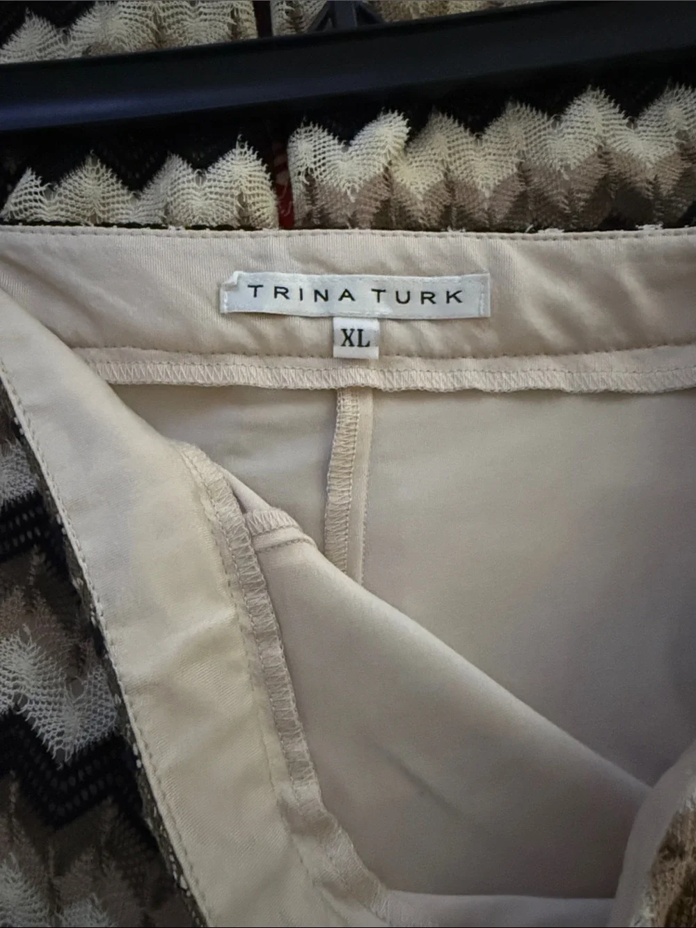 Trina Turk Chevron-Pattern Knit Pants in Black and Cream - Picture 4 of 5